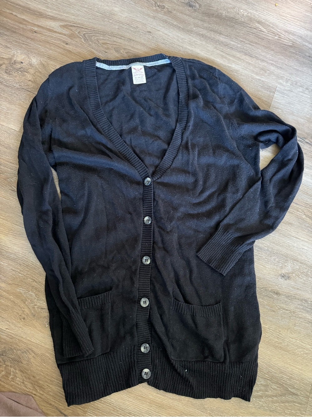 Black Women's XL V-Neck Button Cardigan Sweater